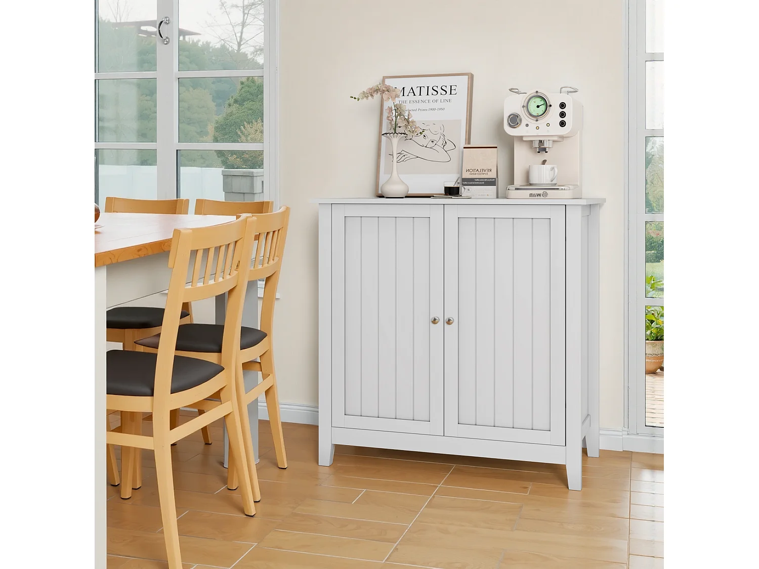 Meuble de rangement moderne, avec étagères ajustables et portes doubles, pour salle de bain, salon et chambre (80x40x80 cm)