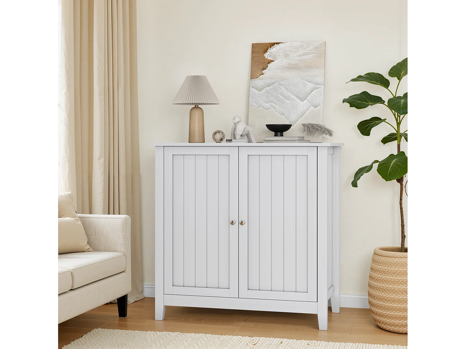 Meuble de rangement moderne, avec étagères ajustables et portes doubles, pour salle de bain, salon et chambre (80x40x80 cm)