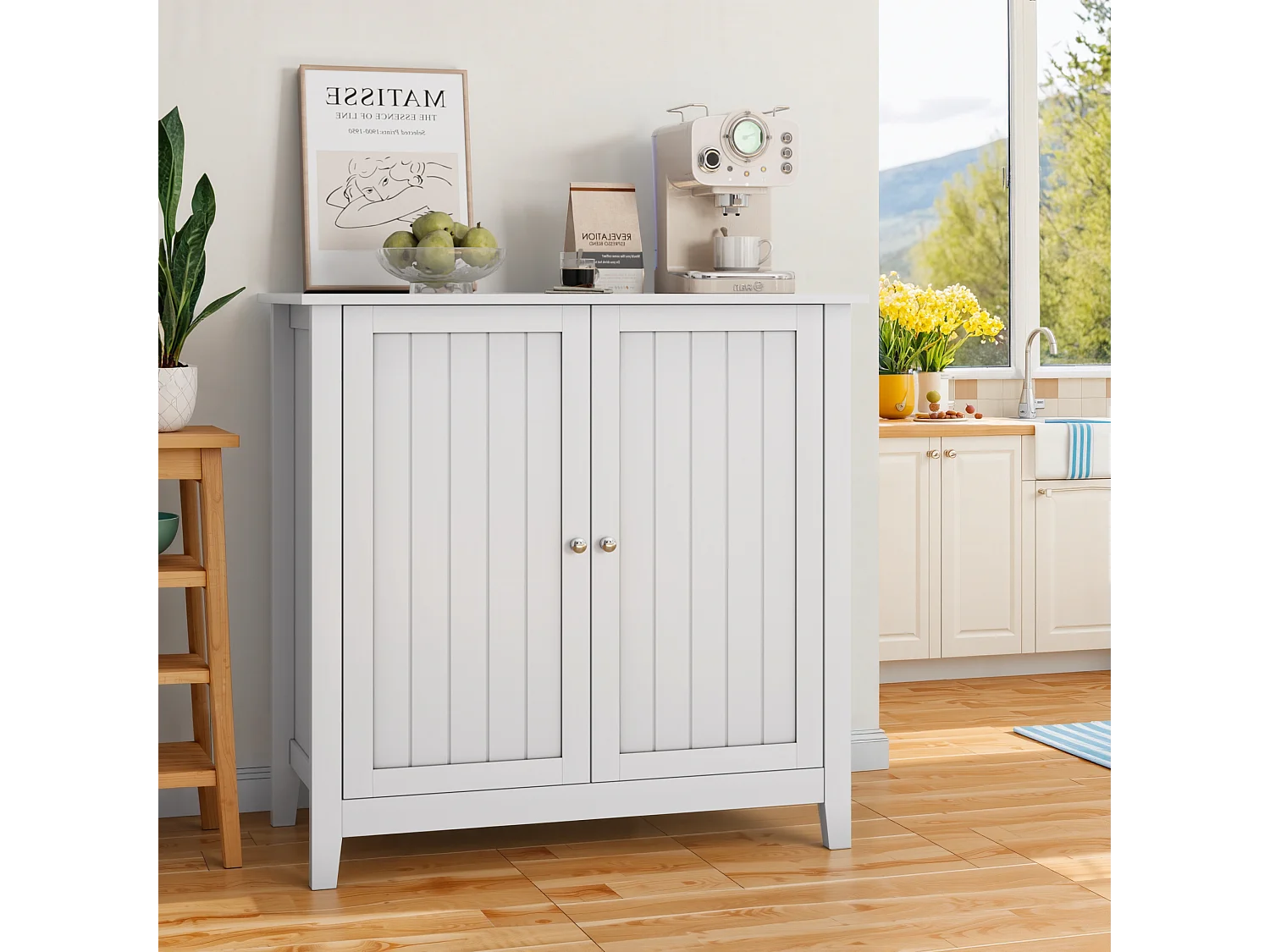 Meuble de rangement moderne, avec étagères ajustables et portes doubles, pour salle de bain, salon et chambre (80x40x80 cm)