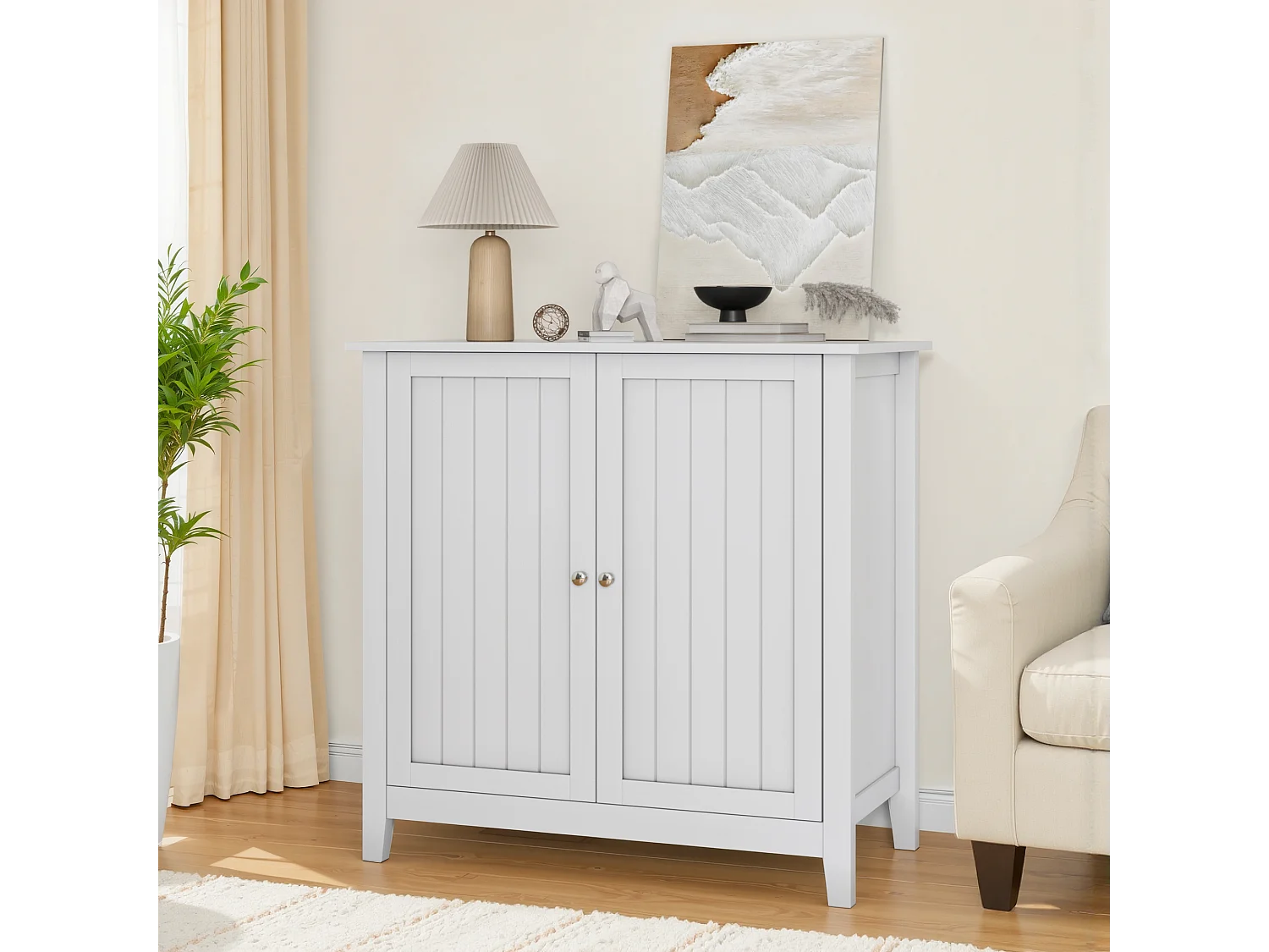 Meuble de rangement moderne, avec étagères ajustables et portes doubles, pour salle de bain, salon et chambre (80x40x80 cm)