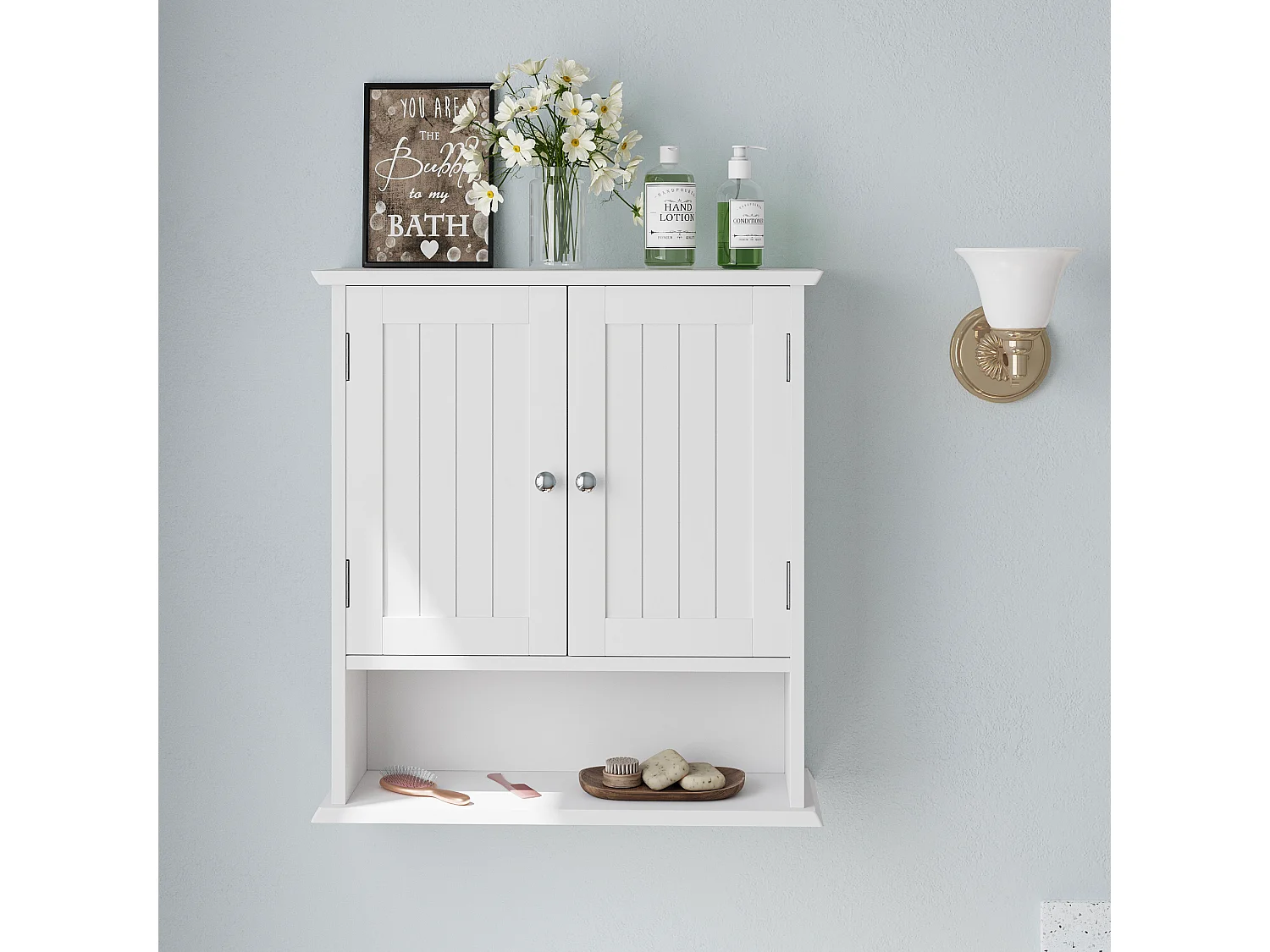 Badkamermeubel met verstelbare planken, MDF, wit (54,6x19,8x59,9 cm)