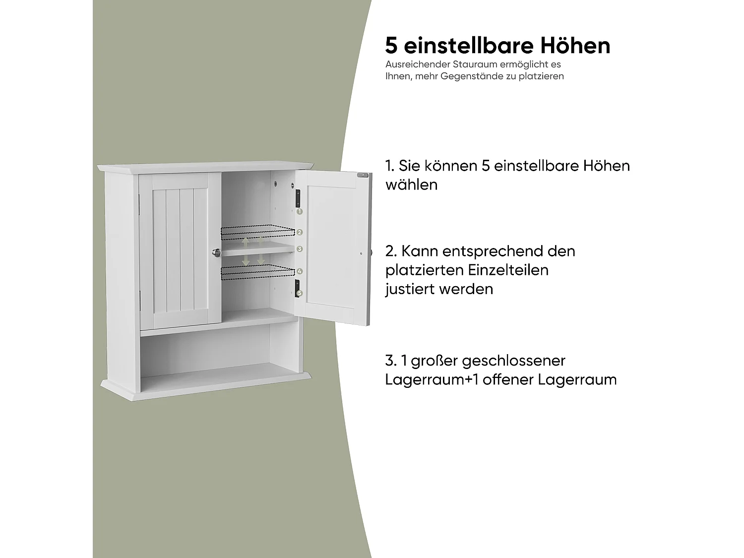 Badkamermeubel met verstelbare planken, MDF, wit (54,6x19,8x59,9 cm)