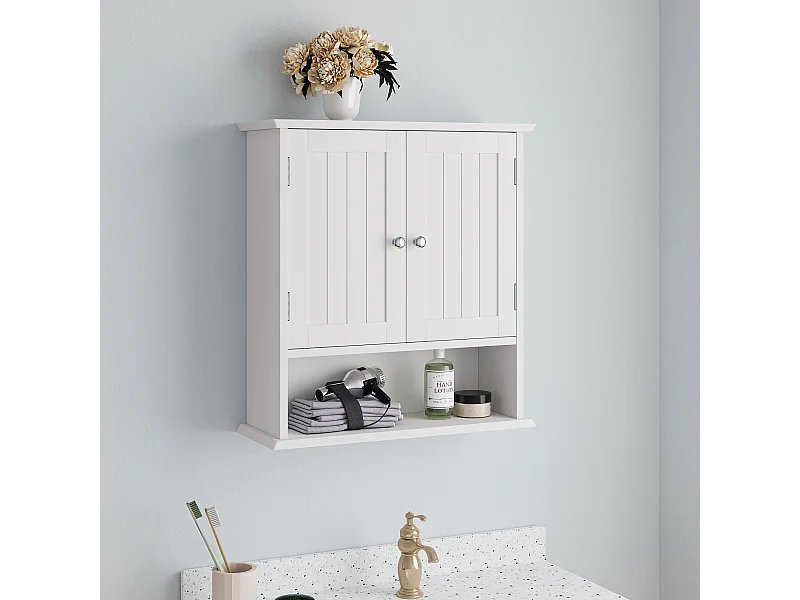 Badkamermeubel met verstelbare planken, MDF, wit (54,6x19,8x59,9 cm)