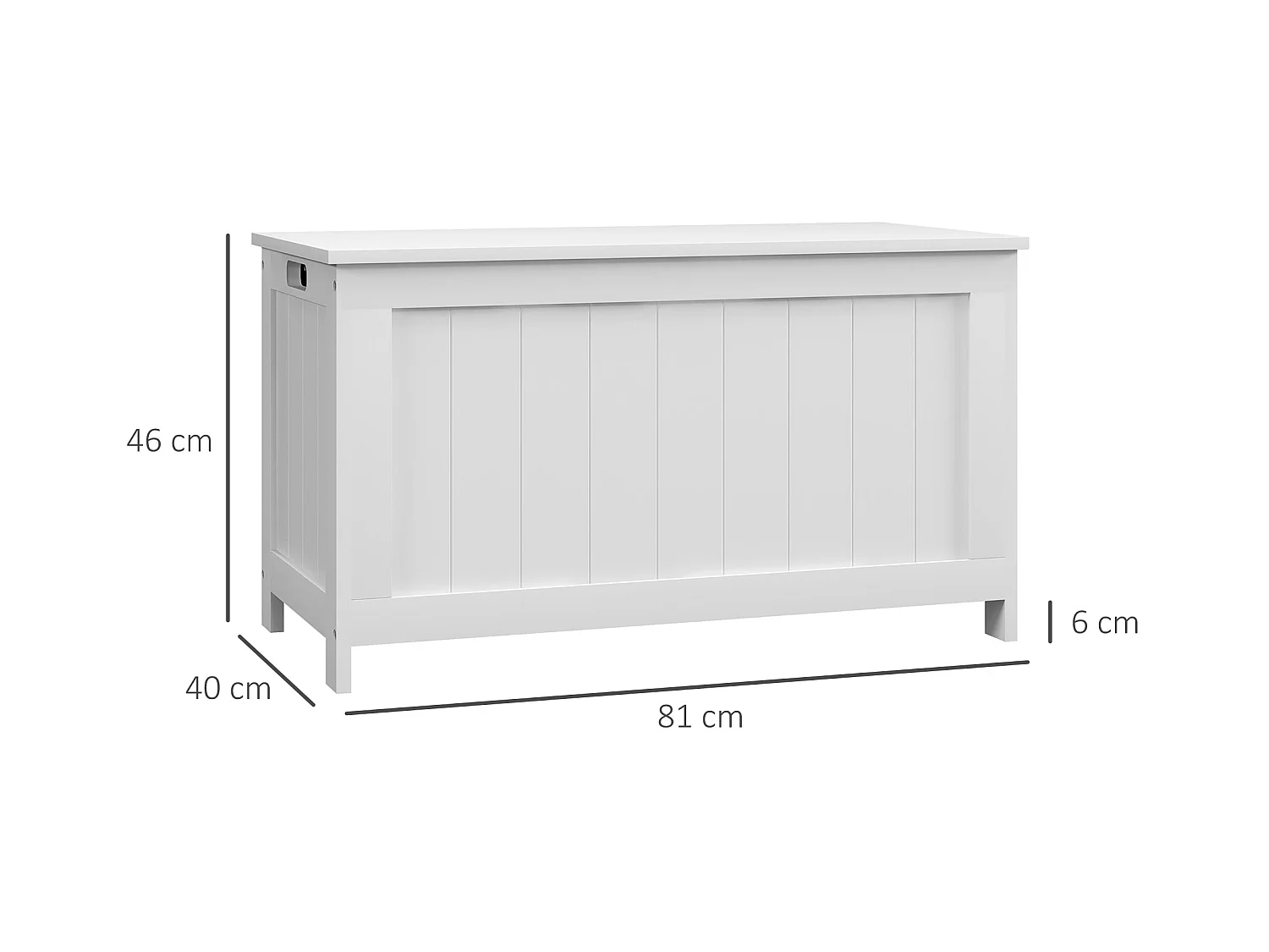 Boîte de Rangement avec Couvercle et Poignées, MDF, Blanc, 81x40x46 cm