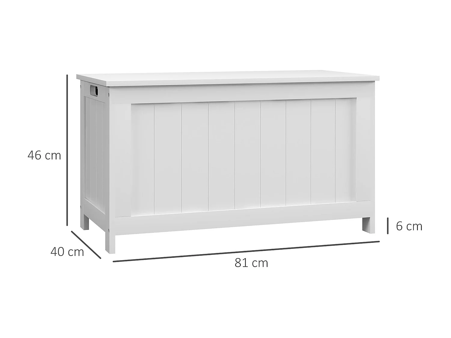 Boîte de Rangement avec Couvercle et Poignées, MDF, Blanc, 81x40x46 cm