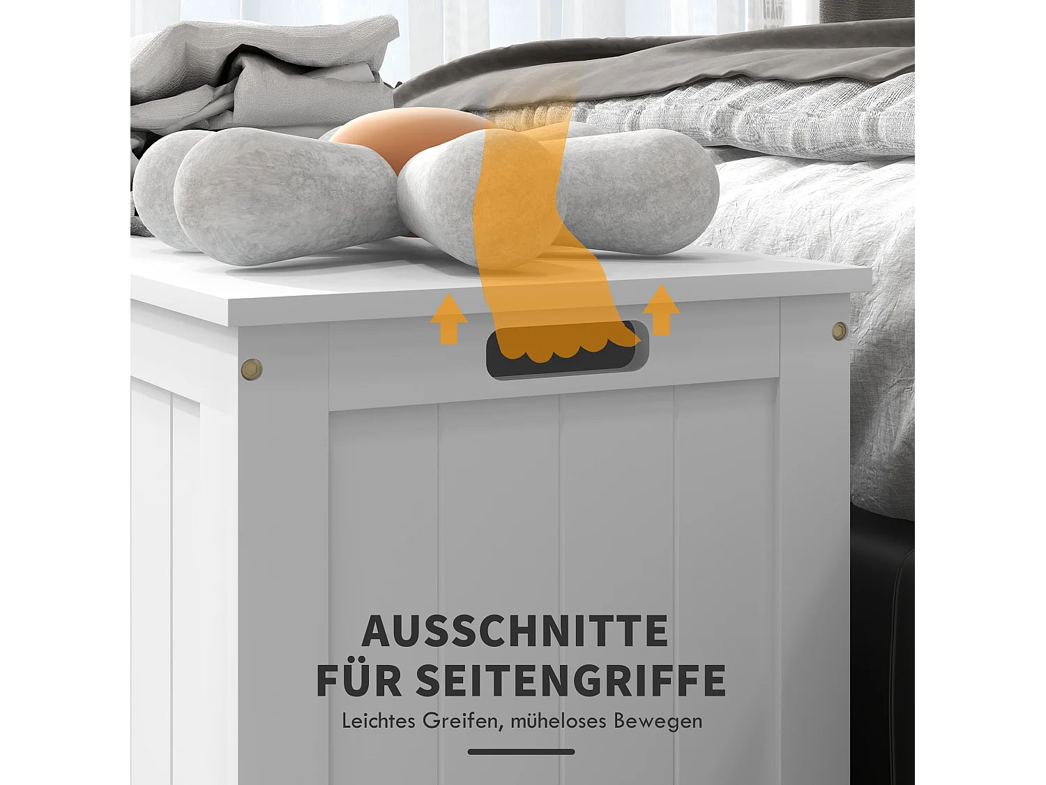 Boîte de Rangement avec Couvercle et Poignées, MDF, Blanc, 81x40x46 cm