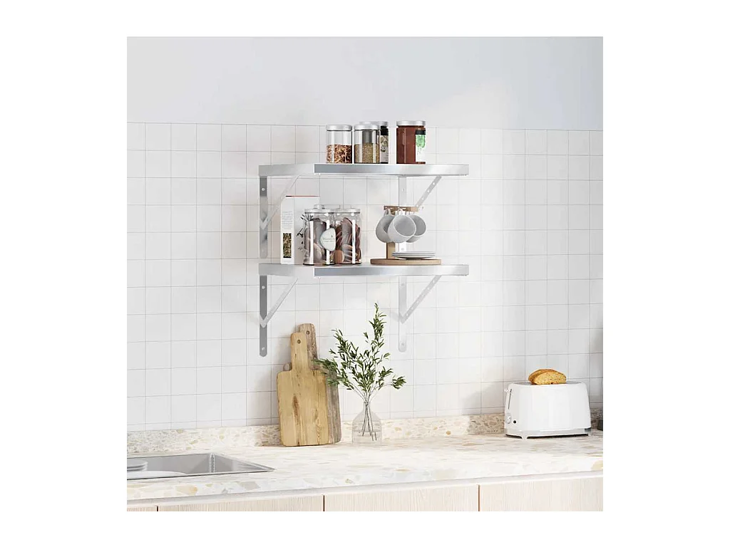 Étagères murales 2 pcs 50x40 cm argenté acier inoxydable