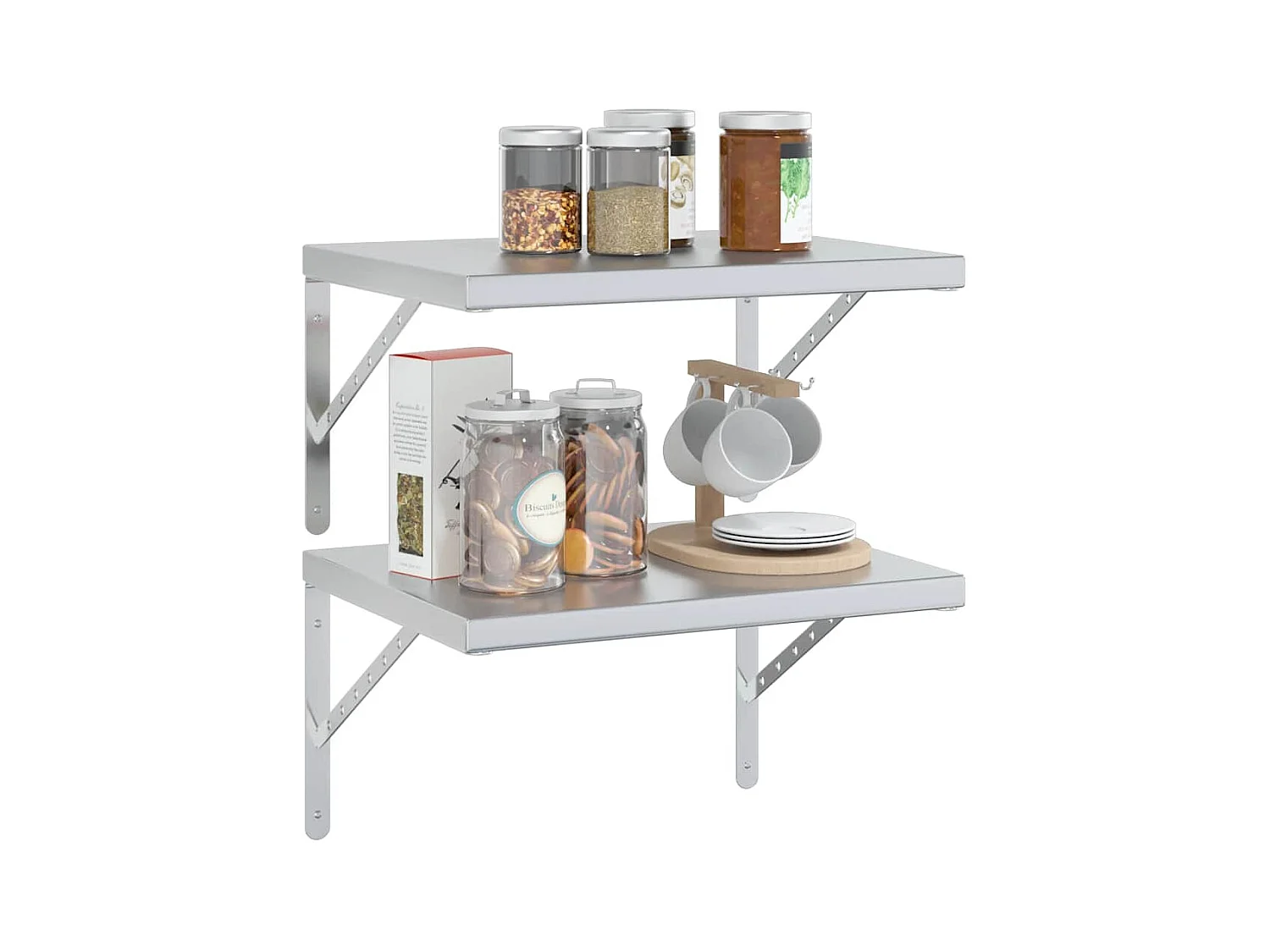 Étagères murales 2 pcs 50x40 cm argenté acier inoxydable