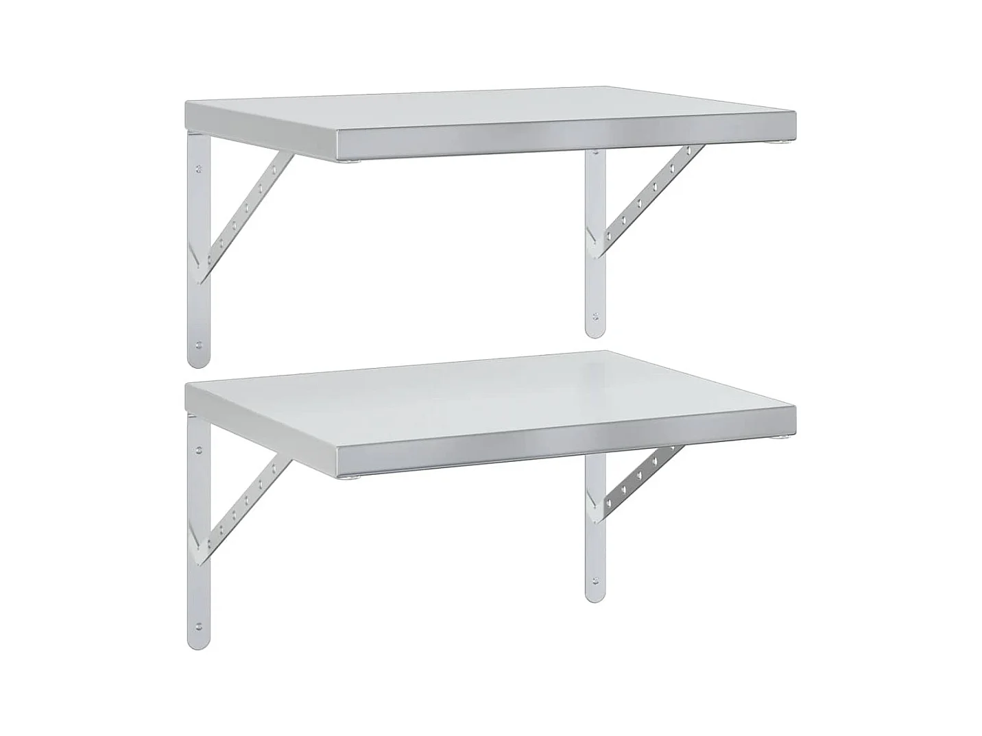 Wandplanken 2 stuks 50x40 cm zilver roestvrij staal