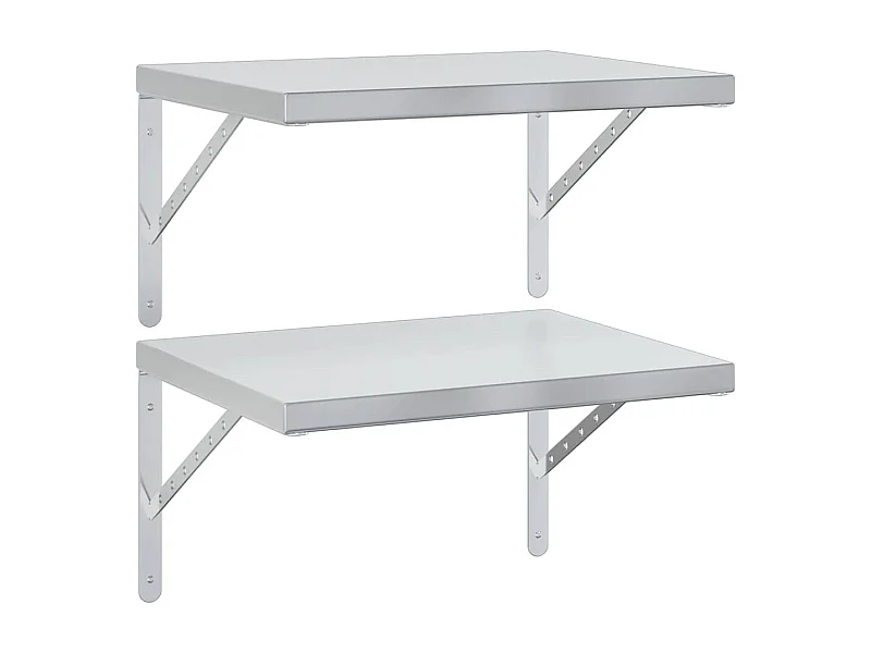 Mensole da parete 2 pz 50x40 cm acciaio inox argento