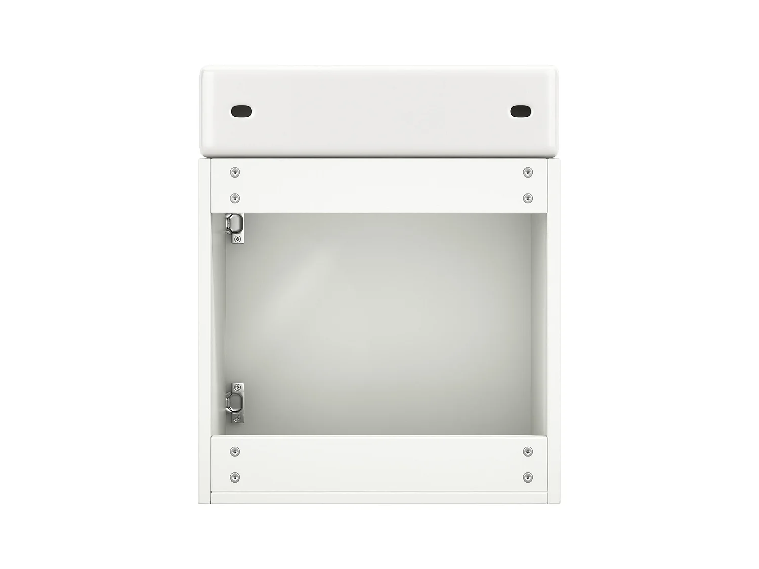 Meuble de salle de bain avec lavabo et meuble sous-vasque suspendu, blanc, design compact (46x26x56 cm)