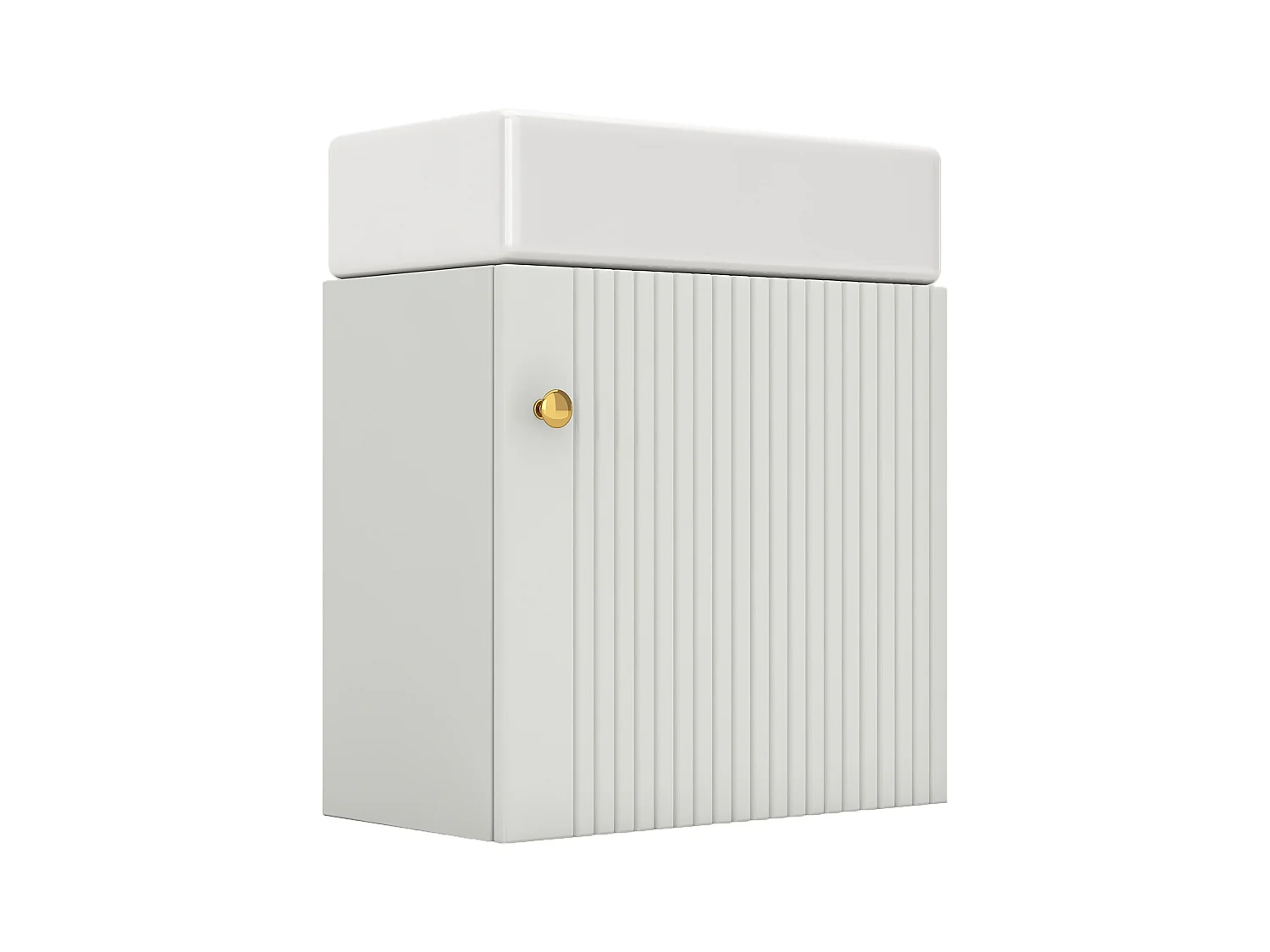 Meuble de salle de bain avec lavabo et meuble sous-vasque suspendu, blanc, design compact (46x26x56 cm)