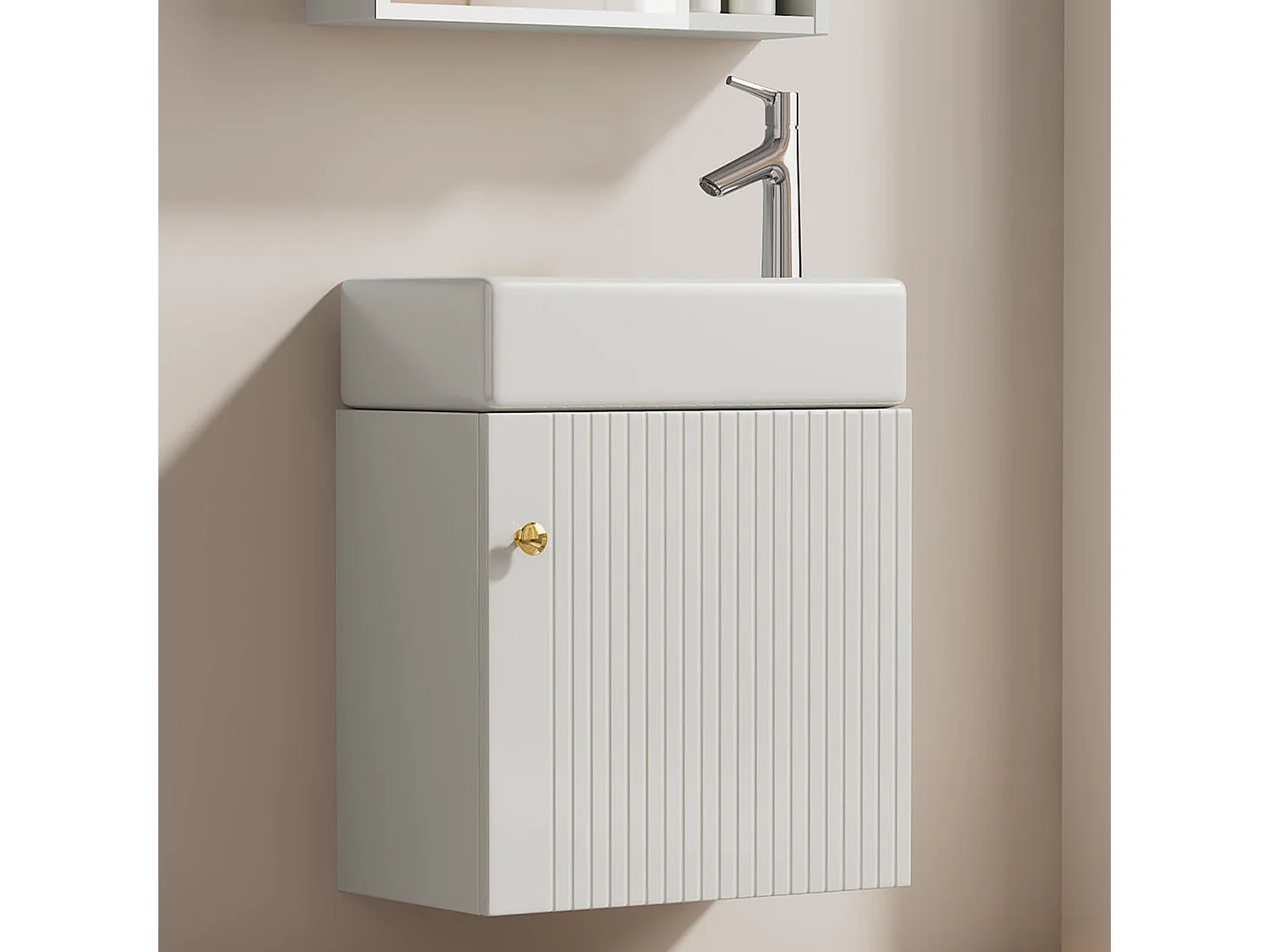 Badkamermeubel met wastafel en wandmeubel, wit, compact design (46x26x56 cm)