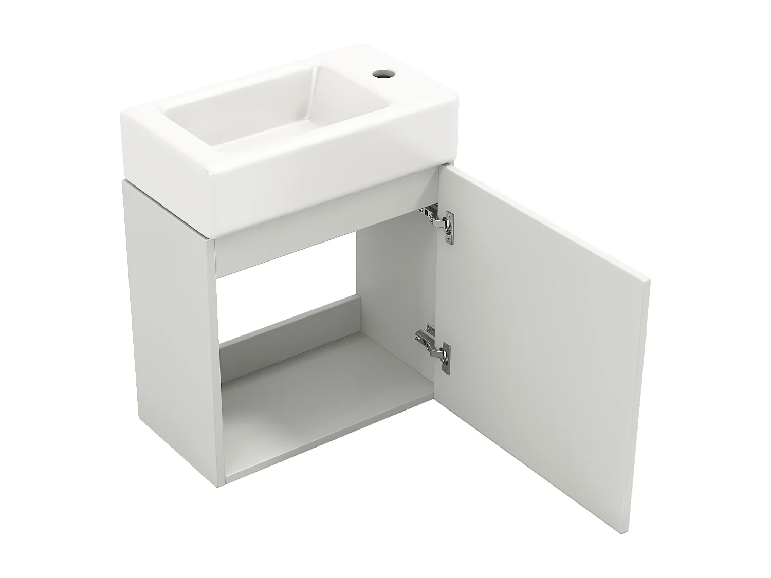 Badkamermeubel met wastafel en wandmeubel, wit, compact design (46x26x56 cm)