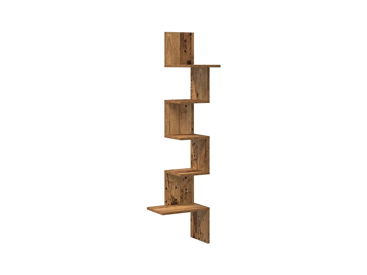 Étagère d'angle murale vieux bois 32x32x127,5cm bois ingénierie