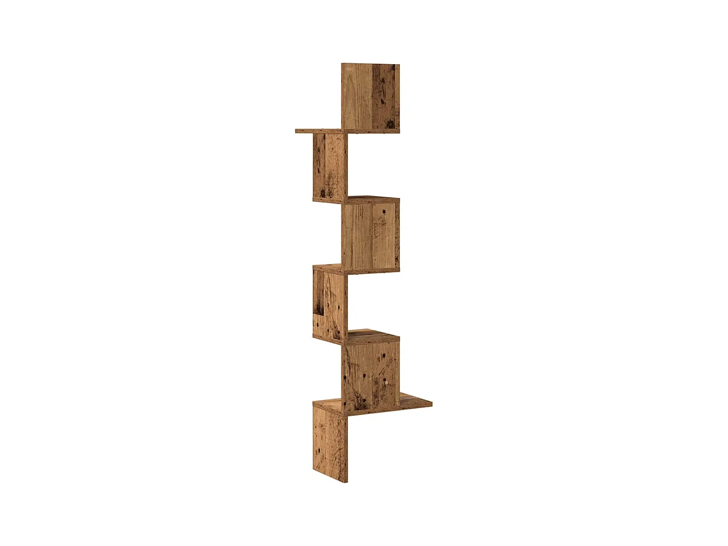 Étagère d'angle murale vieux bois 32x32x127,5cm bois ingénierie
