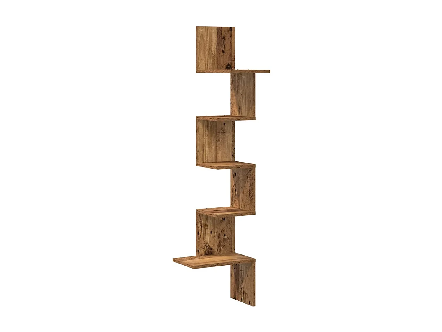 Étagère d'angle murale vieux bois 32x32x127,5cm bois ingénierie