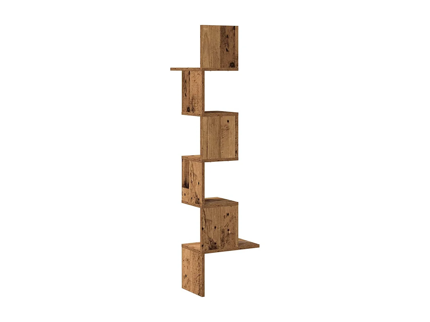 Étagère d'angle murale vieux bois 32x32x127,5cm bois ingénierie