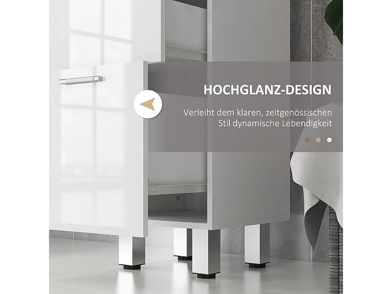 Meuble de rangement étroit avec 3 tiroirs, étagère réglable, en bois, blanc (30x30x93 cm)