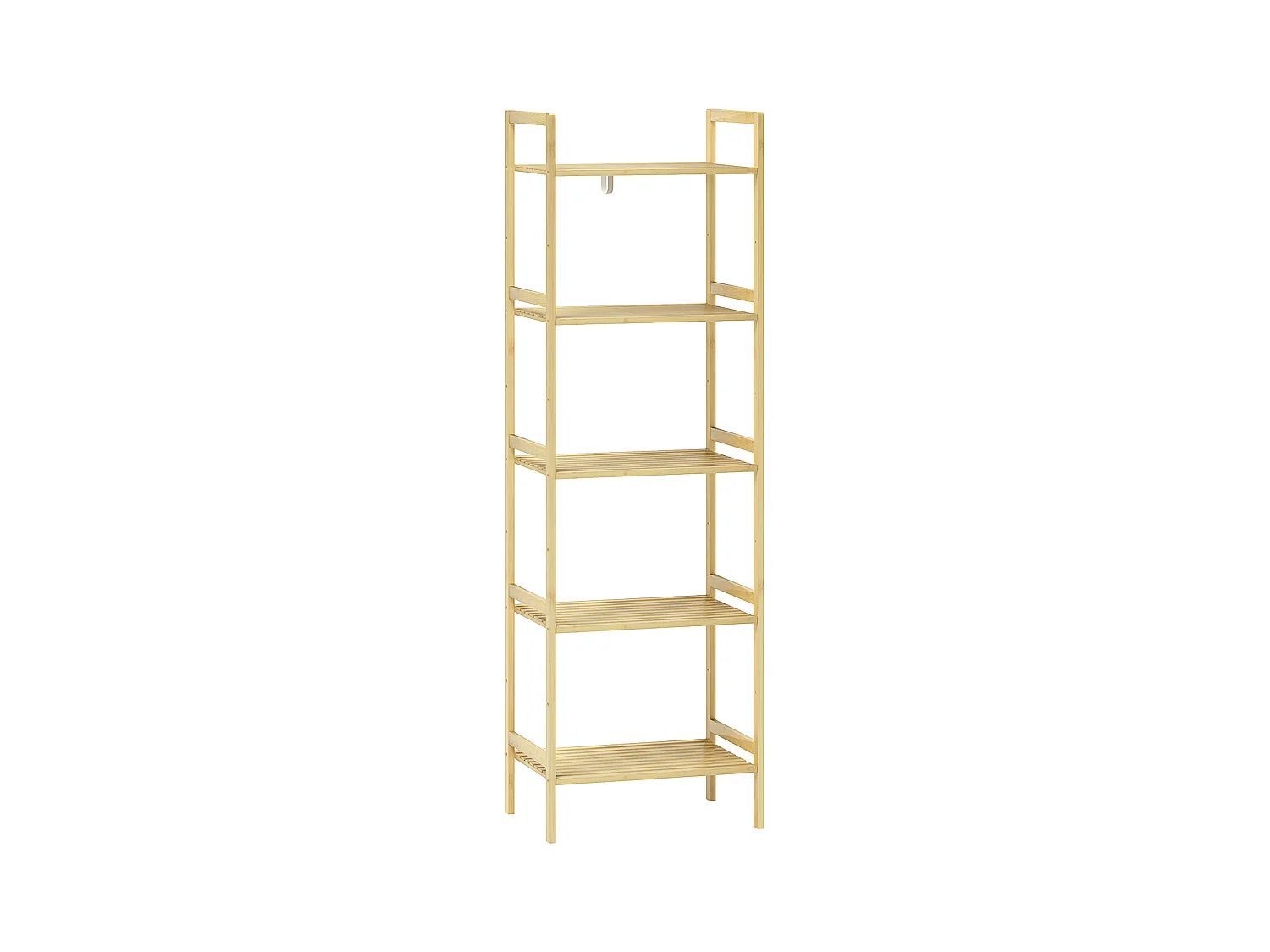 Étagère salle de bain 5 niveaux avec tablettes réglables, bambou naturel (43.5x31.5x142cm)