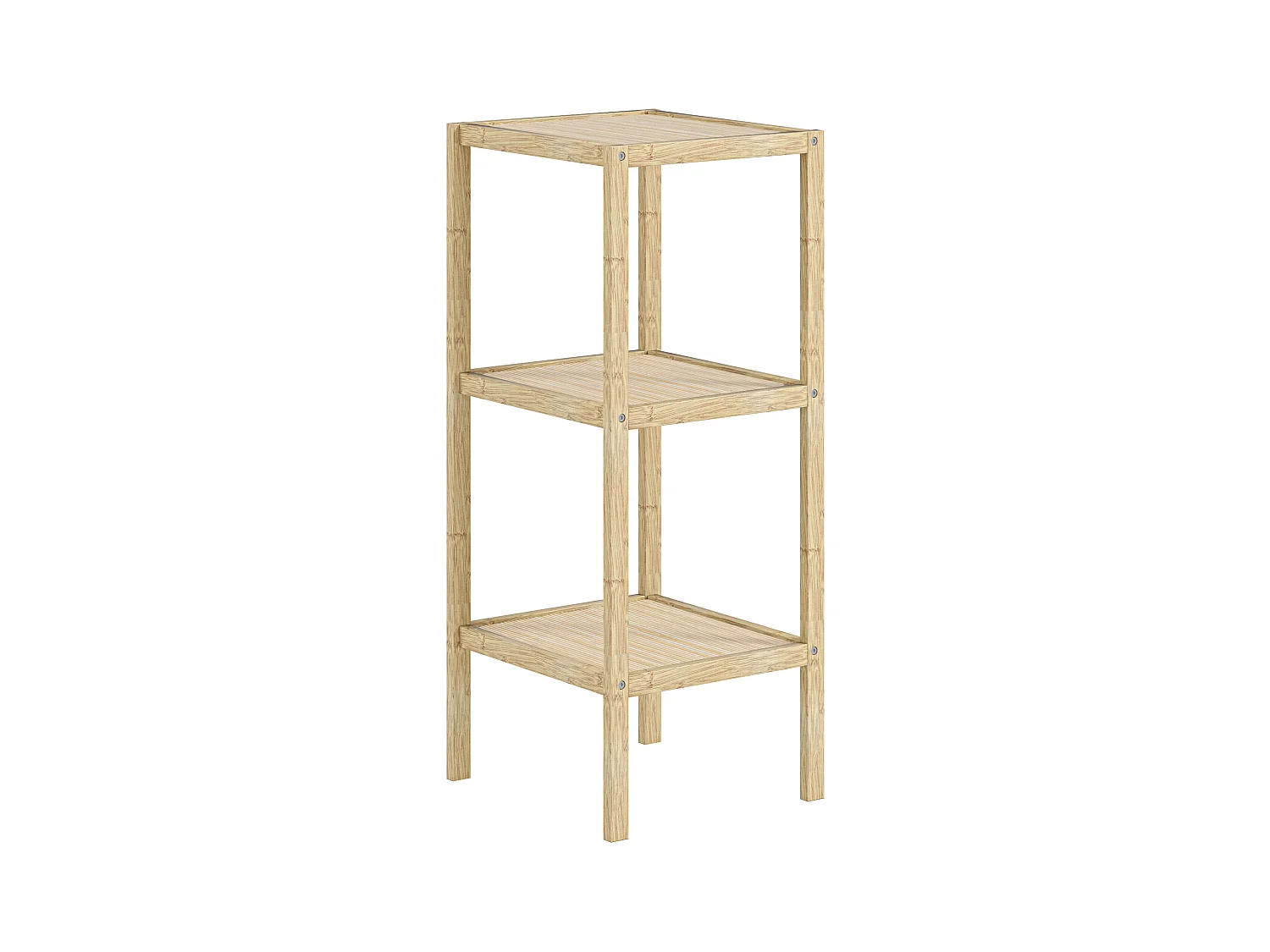 Étagère salle de bain 3 niveaux, bambou naturel, pieds avec patins antidérapants, stable et polyvalente (33x31x78cm)