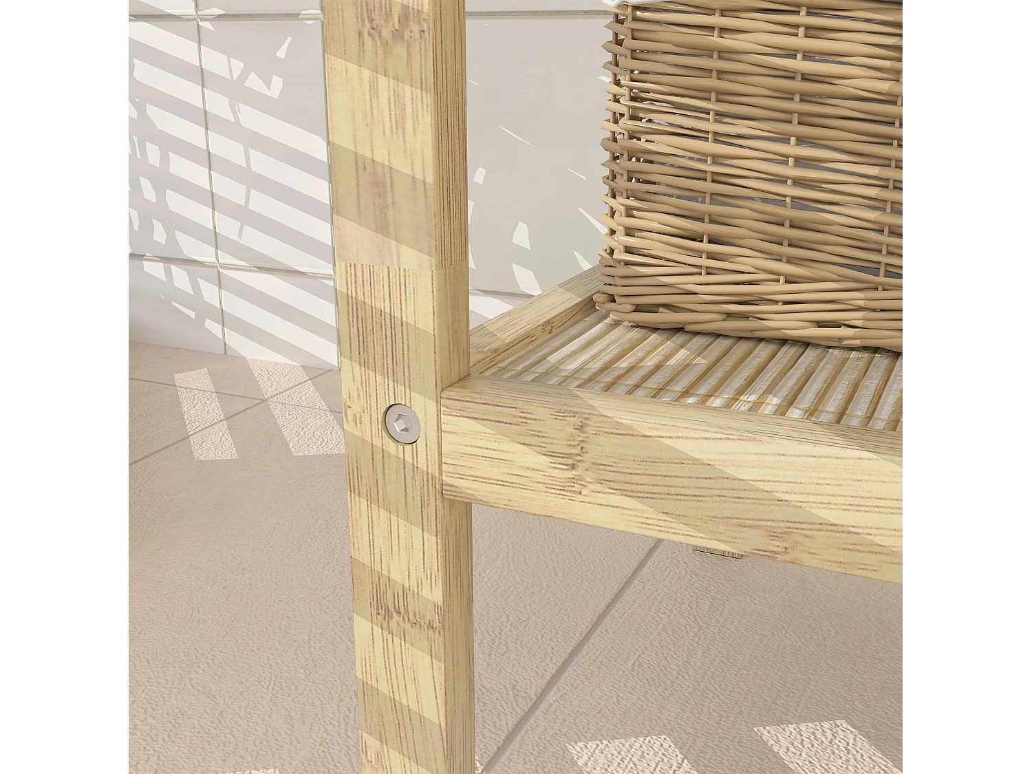 Étagère salle de bain 3 niveaux, bambou naturel, pieds avec patins antidérapants, stable et polyvalente (33x31x78cm)