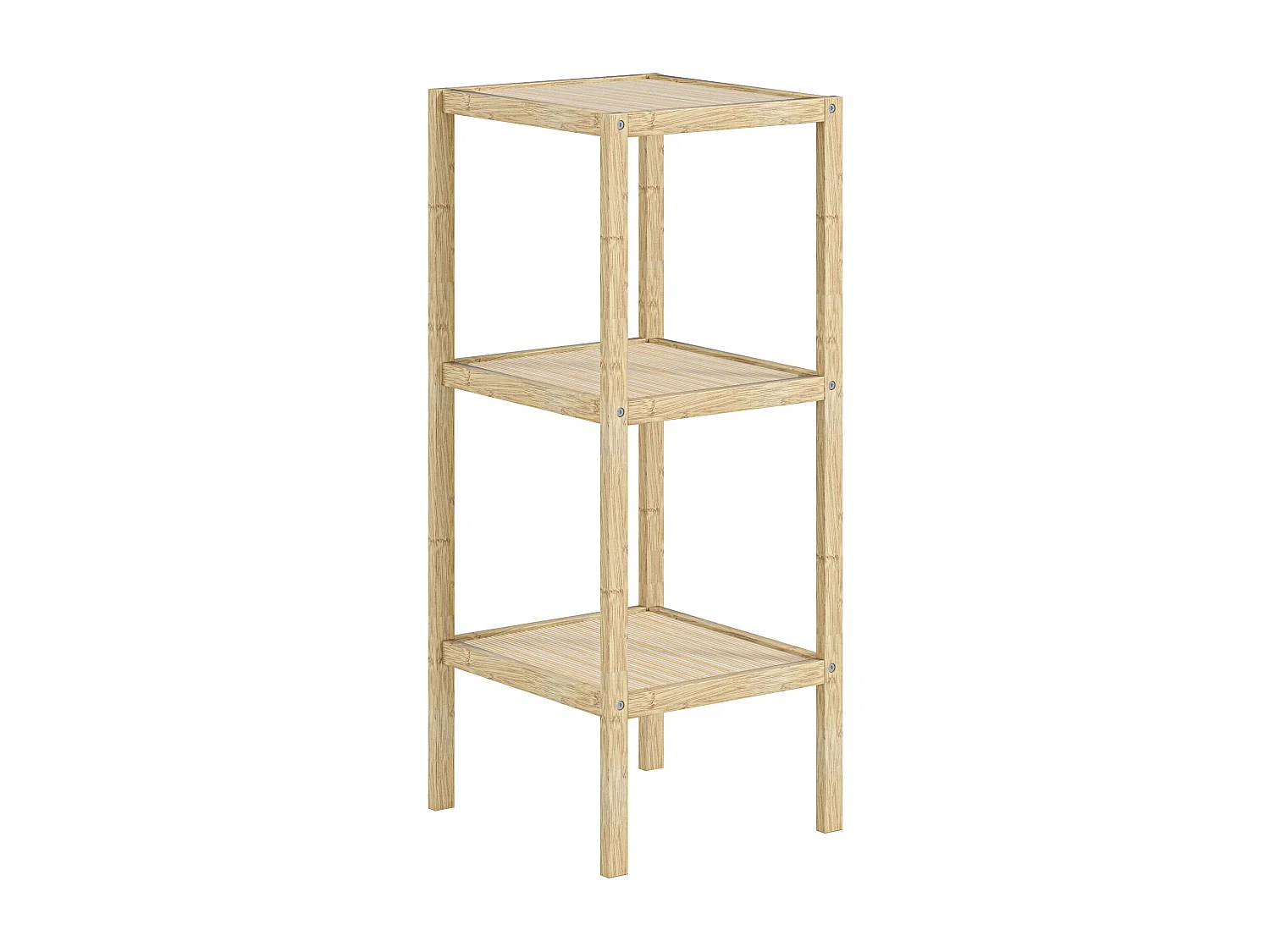 Étagère salle de bain 3 niveaux, bambou naturel, pieds avec patins antidérapants, stable et polyvalente (33x31x78cm)