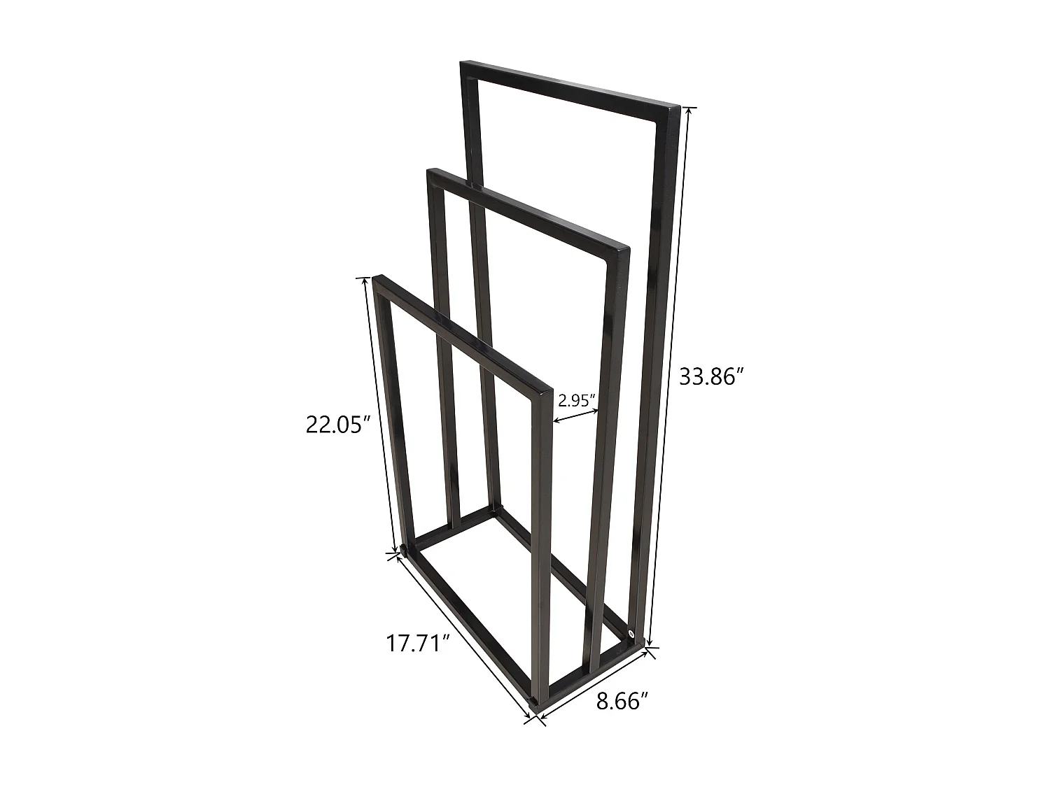 Badkamerhanddoekrek, 3-laags, strand- en badhanddoekhouder, metaal, zwart, (45x22x86 cm)