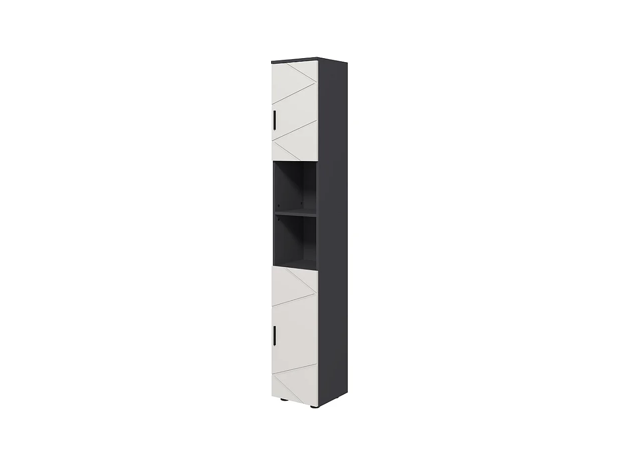 Meuble de rangement étroit avec étagères réglables, 2 compartiments ouverts, bois, gris (30x30x183 cm)
