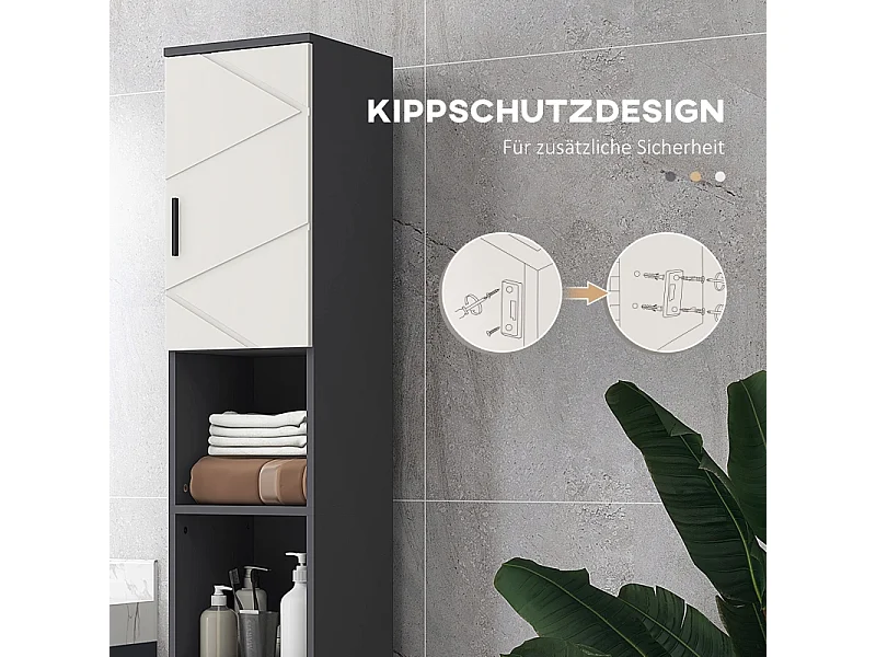 Mobile contenitore stretto con ripiani regolabili, 2 scomparti aperti, legno, grigio (30x30x183 cm)