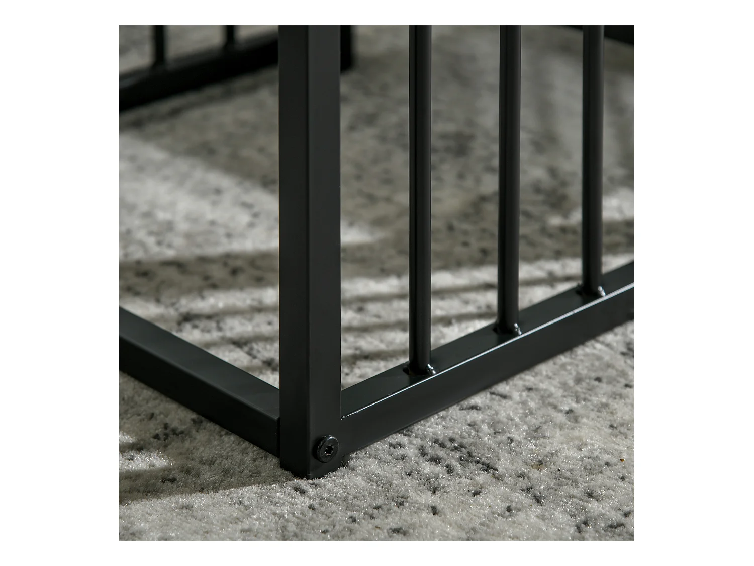 Tables basses gigognes 2 pièces, design moderne, MDF effet marbre, structure acier blanc (60x39.5x45.5cm & 45x40x52cm)