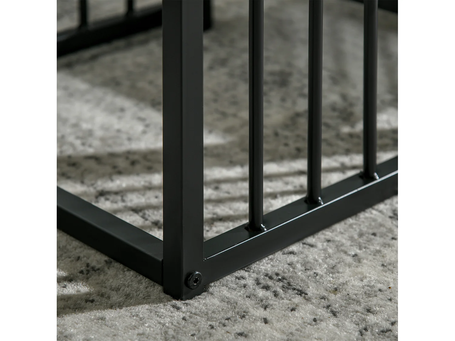 Tables basses gigognes 2 pièces, design moderne, MDF effet marbre, structure acier blanc (60x39.5x45.5cm & 45x40x52cm)