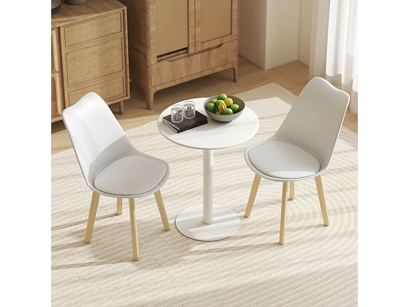 Moderne ronde tafel voor 2 personen, staal, wit (Ø60x72 cm)