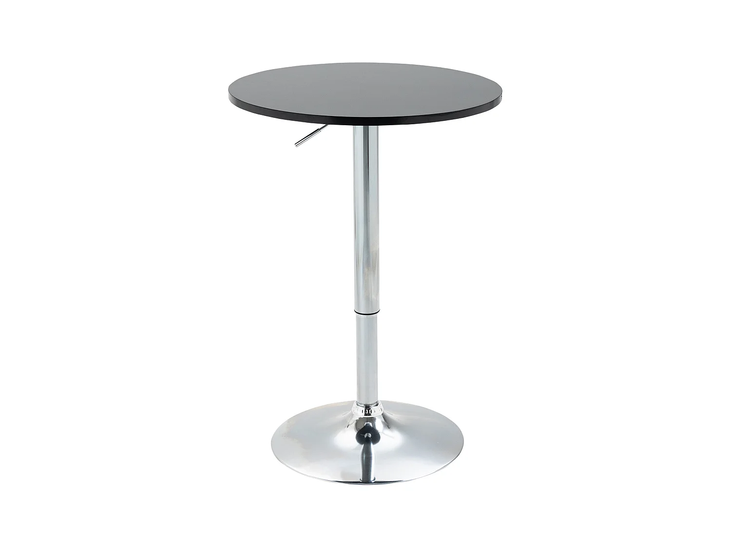 Table de bar ronde réglable en hauteur, plateau tournant, MDF, métal noir (61x61x70-90cm)