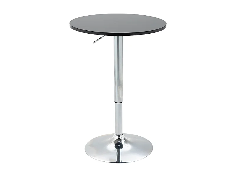 Table de bar ronde réglable en hauteur, plateau tournant, MDF, métal noir (61x61x70-90cm)