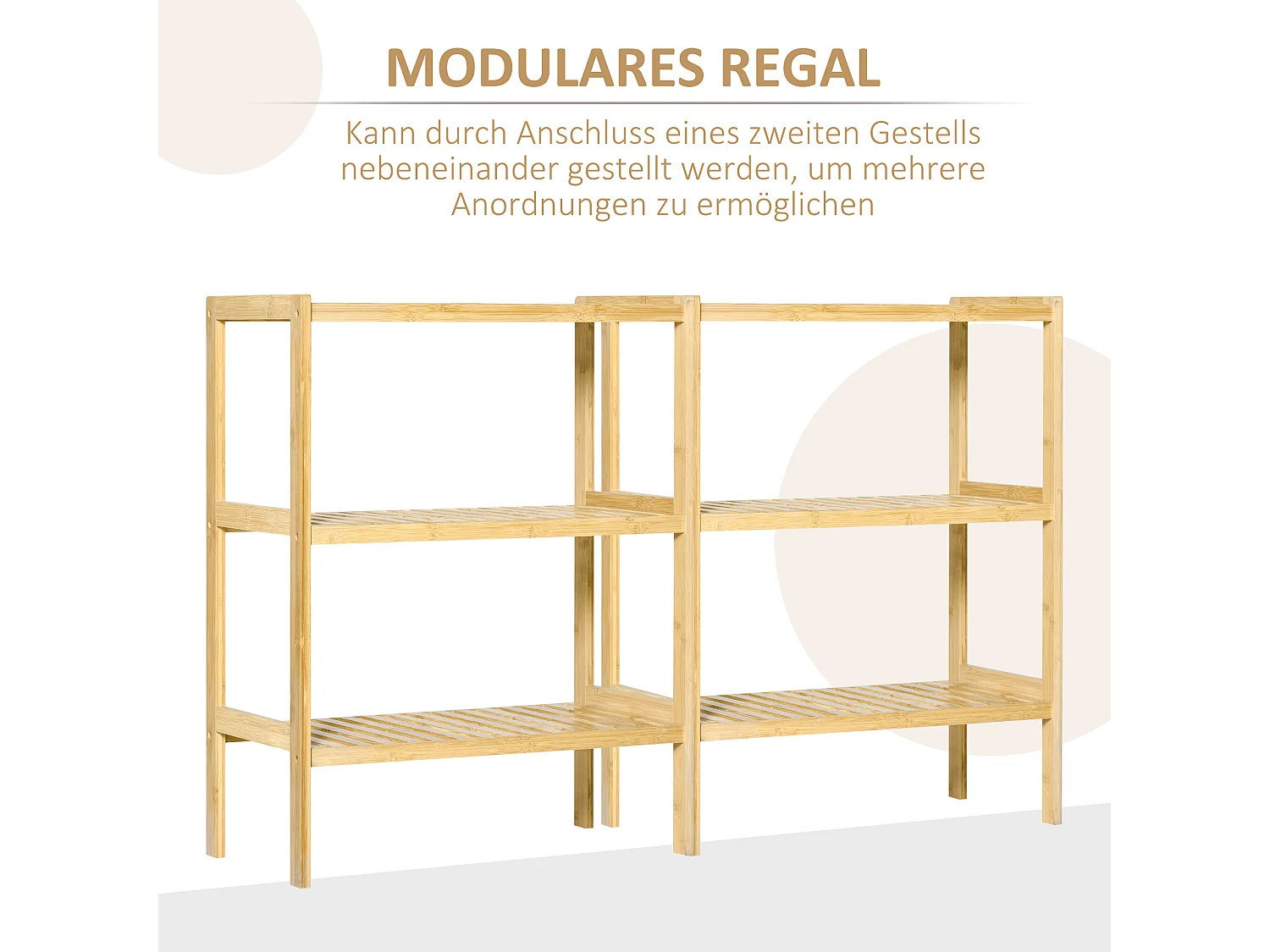 Étagère à 3 niveaux, rangement multifonction, bambou naturel, design compact et stable (62x33x80cm)