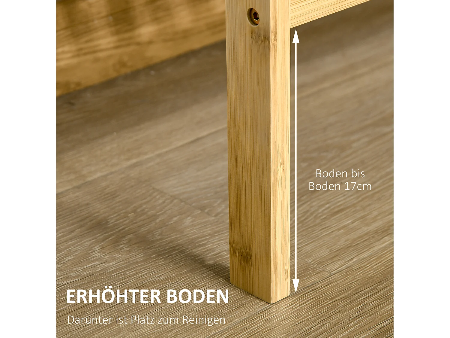 Étagère à 3 niveaux, rangement multifonction, bambou naturel, design compact et stable (62x33x80cm)