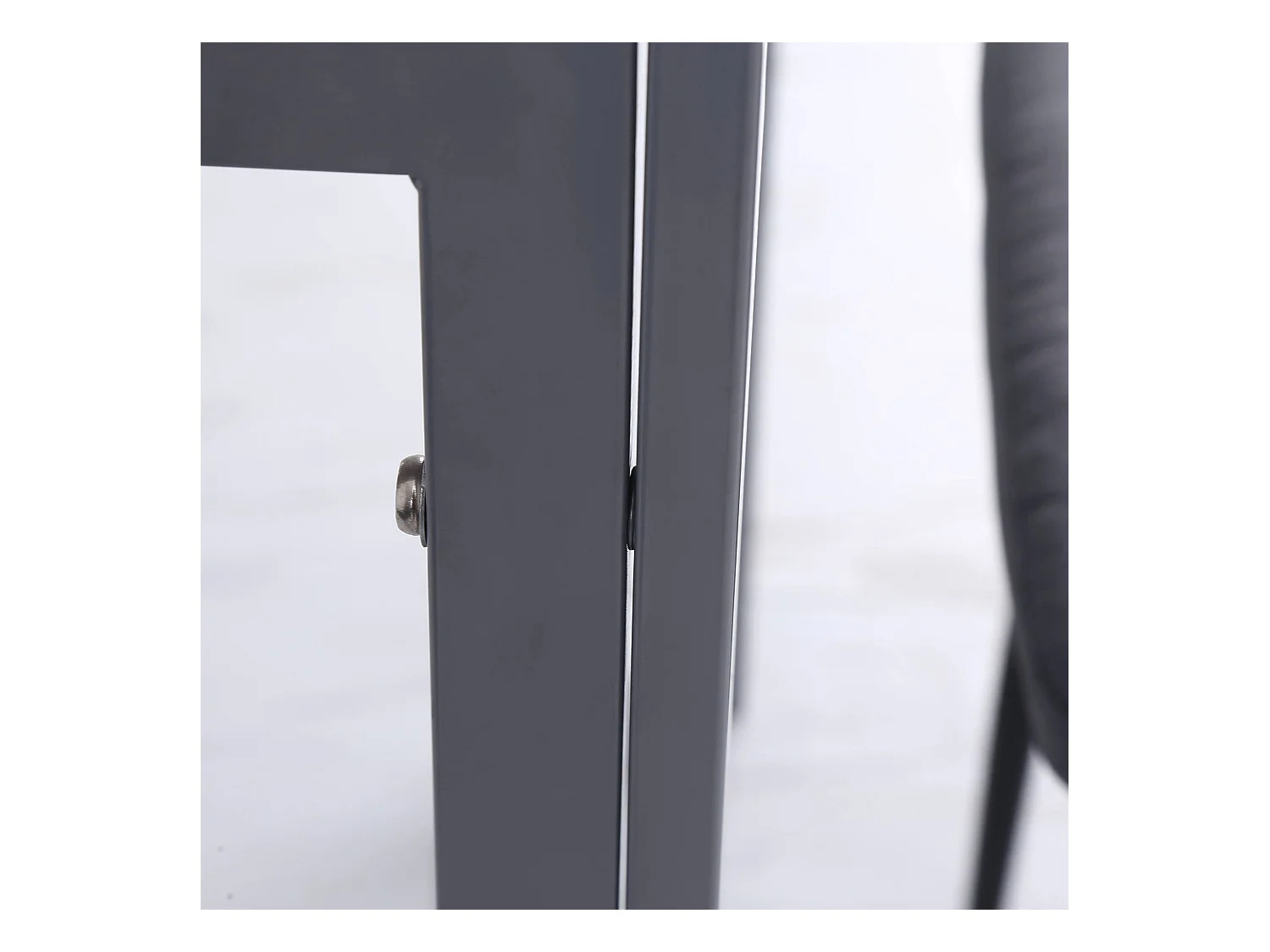 Vierkante tafel voor 4 personen, gehard glazen blad, stalen frame, grijs (75x75x75cm)