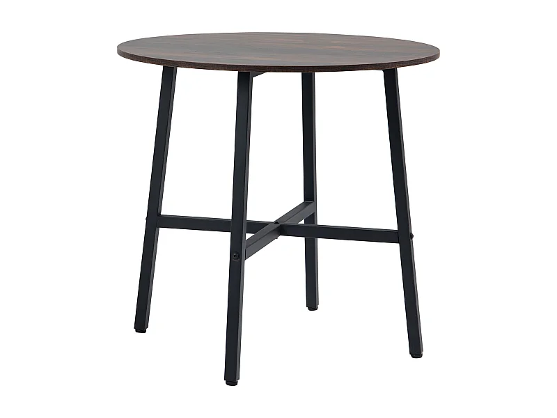 Runder Esstisch für 4 Personen, modernes Design, Furnierholz, braune Farbe (80x80x76 cm)