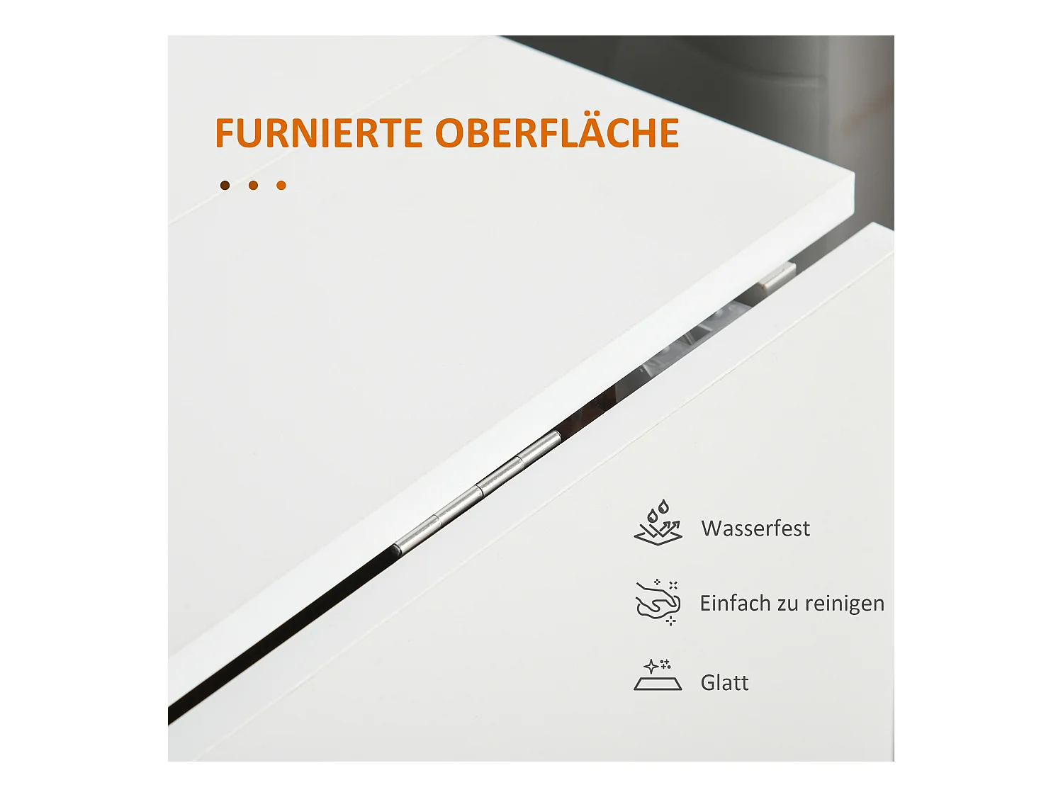 Mobiler Klapptisch mit abklappbarer Platte, weißes Sperrholz, Rollen (120x80x73cm)