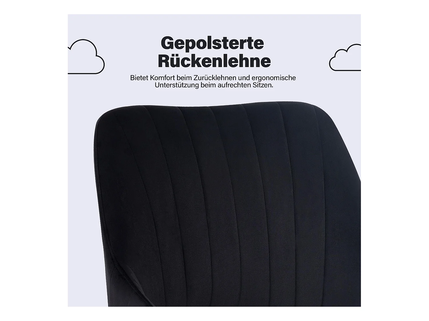 Chaise de Bureau Pivotante en Velours, Réglable en Hauteur, Supporte jusqu'à 150kg, Métal doré, Noir (48x52x94 cm)