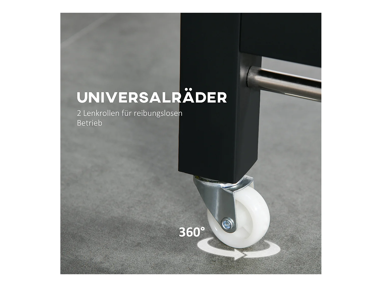 Ausziehbarer Esstisch, mit Rollen, kompaktes Design, Metall, Holz, braun (118x70x76,5 cm)