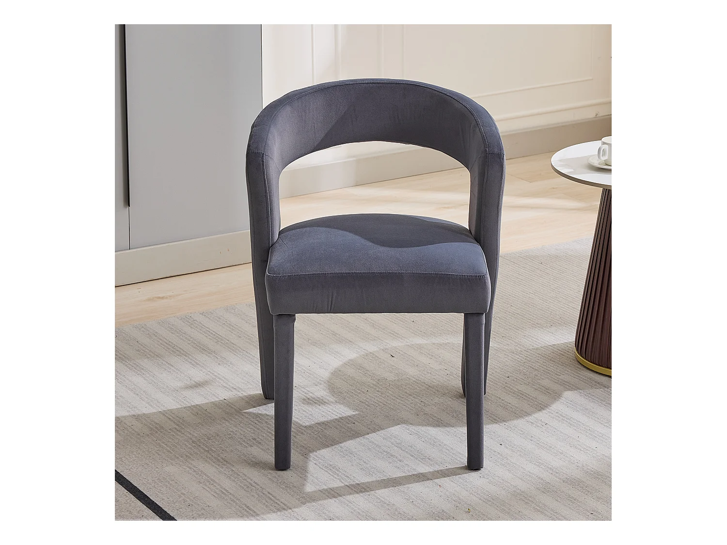 Sessel, Loungesessel Grau, Samt, Ergonomisch, Tragfähigkeit 150 kg (59x60x79 cm)