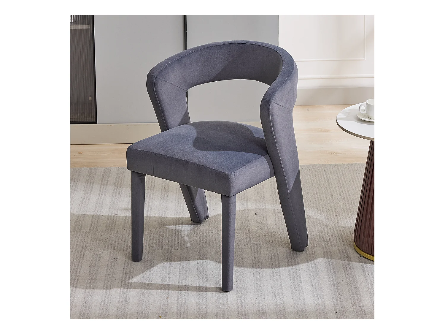 Sessel, Loungesessel Grau, Samt, Ergonomisch, Tragfähigkeit 150 kg (59x60x79 cm)