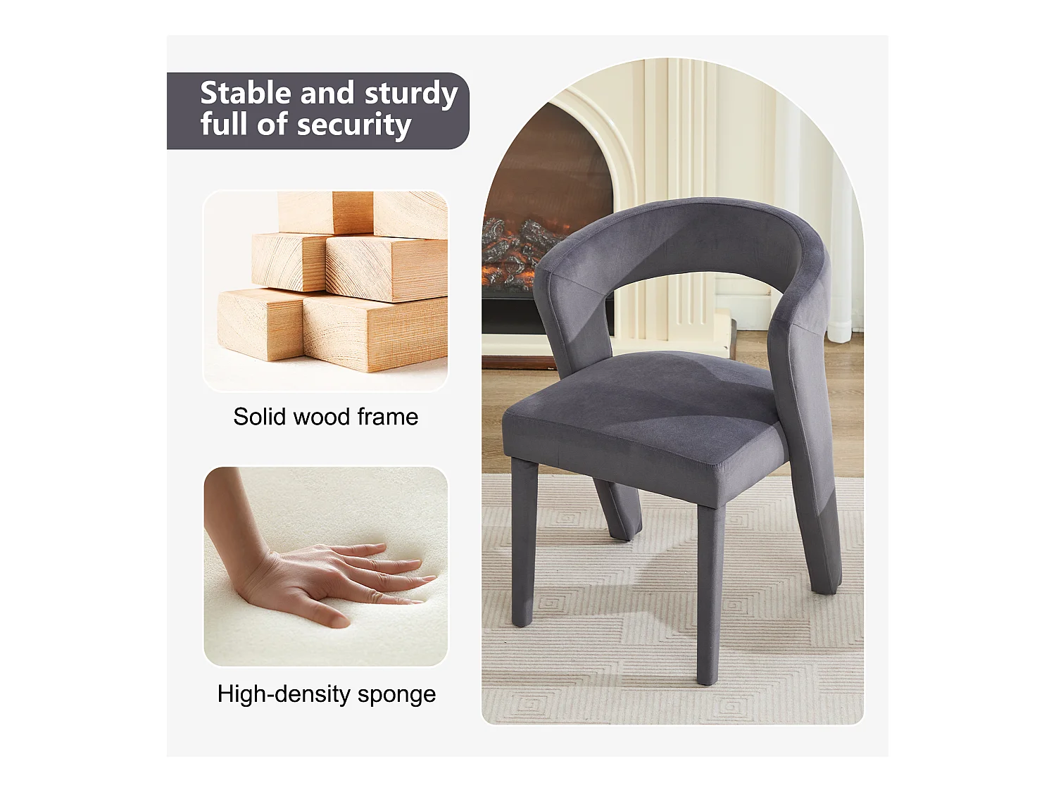 Sessel, Loungesessel Grau, Samt, Ergonomisch, Tragfähigkeit 150 kg (59x60x79 cm)