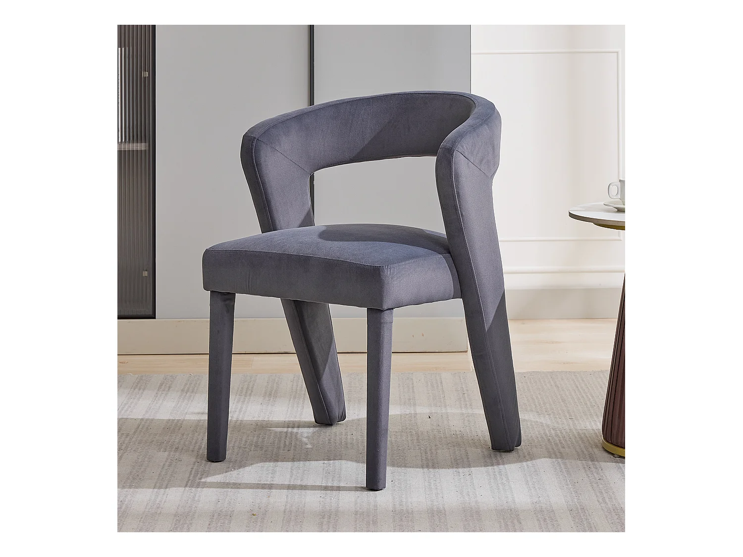 Sessel, Loungesessel Grau, Samt, Ergonomisch, Tragfähigkeit 150 kg (59x60x79 cm)