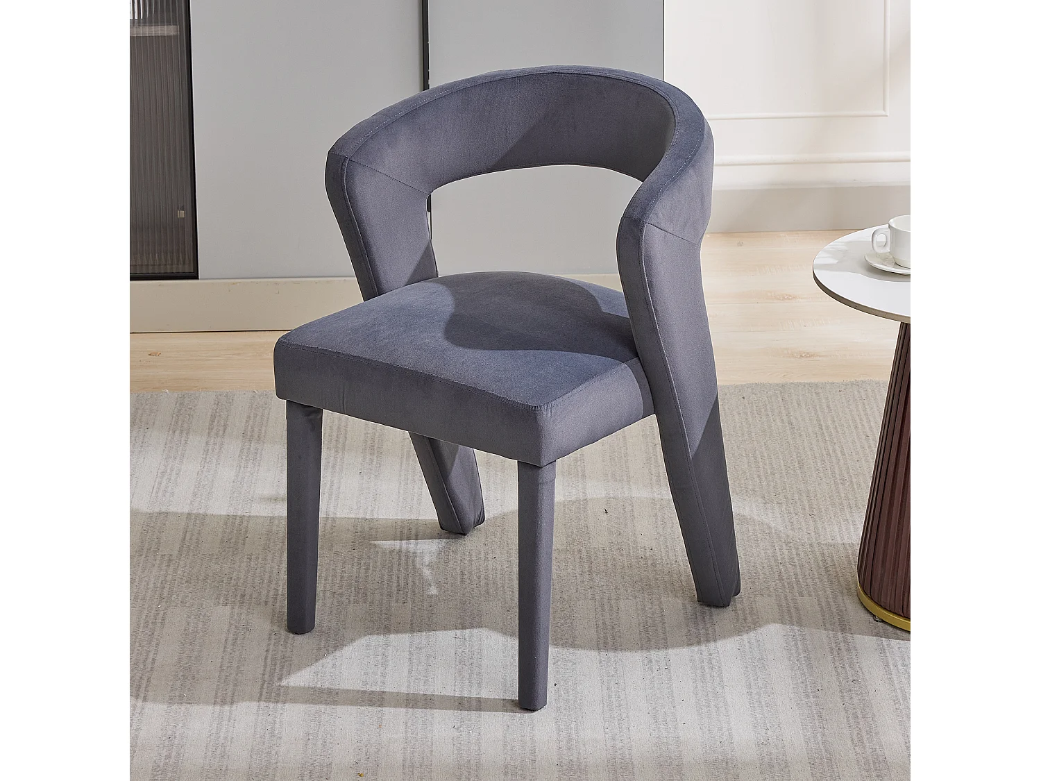 Sessel, Loungesessel Grau, Samt, Ergonomisch, Tragfähigkeit 150 kg (59x60x79 cm)