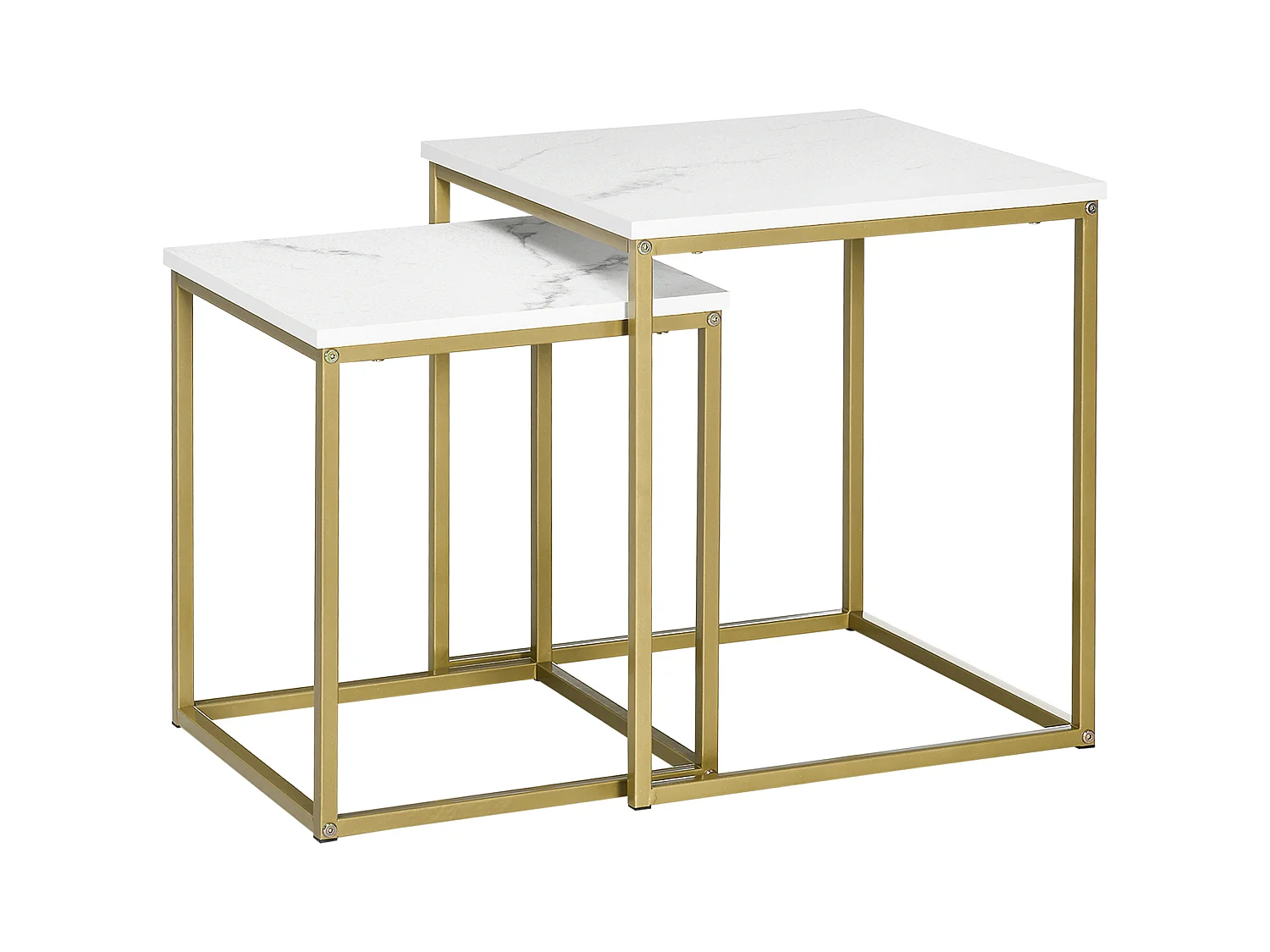 Set de 2 Tables Basses, Design Moderne, Structure en Acier, Blanc (45x45x50 cm)