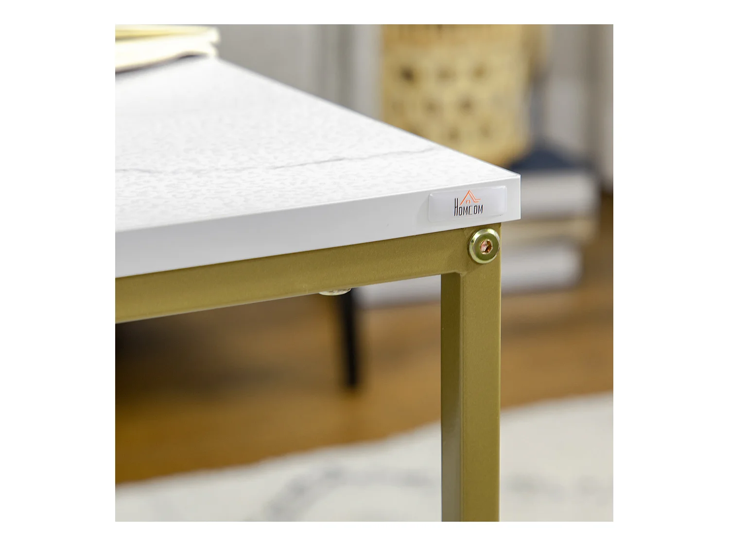 Set de 2 Tables Basses, Design Moderne, Structure en Acier, Blanc (45x45x50 cm)