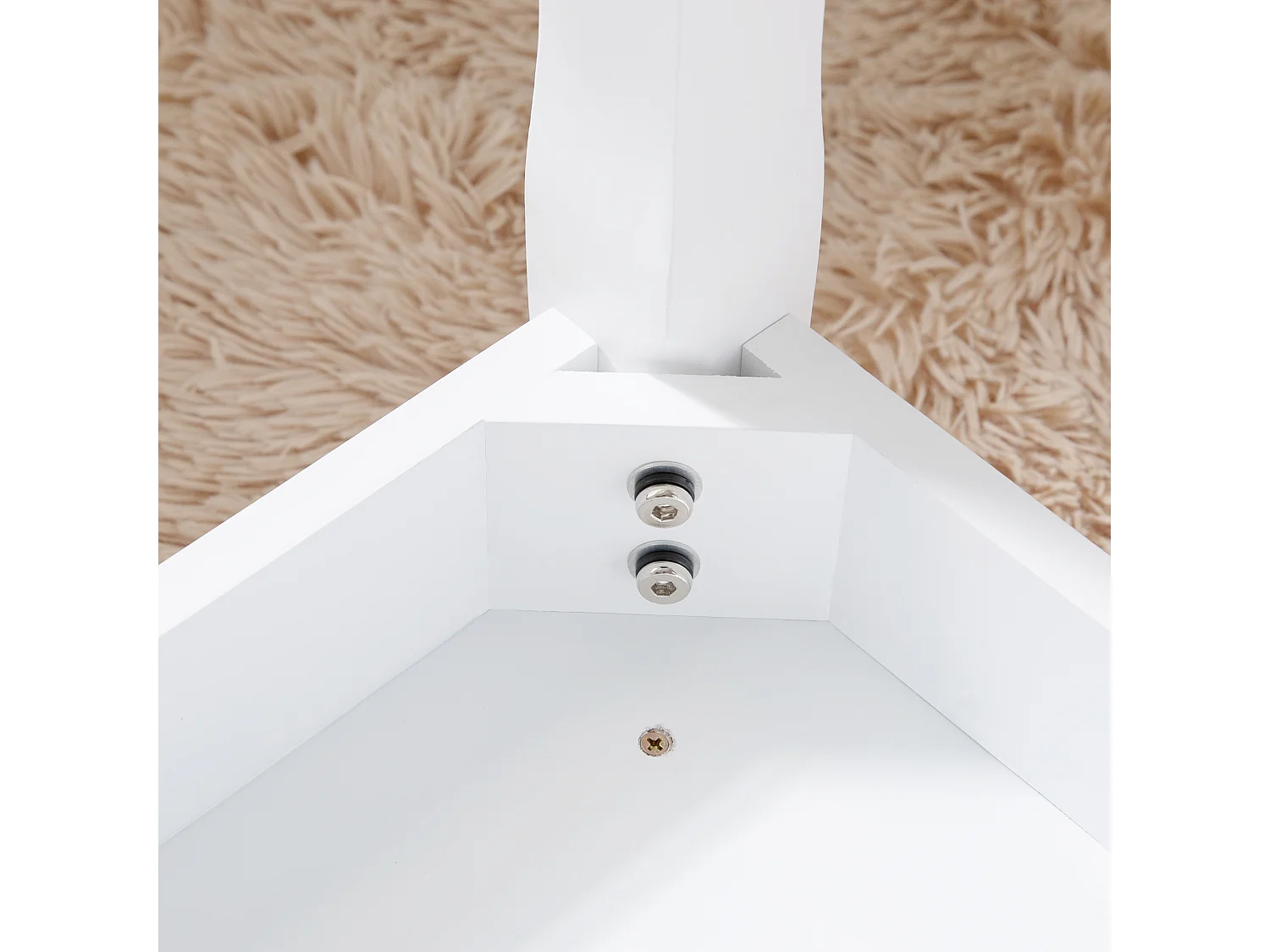 Tabouret de maquillage, fauteuil rembourré pour piano, coton élastique, bois massif blanc (43x33x45 cm)